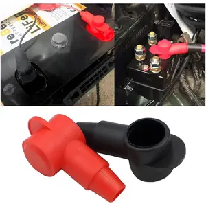 5/16" Stud Terminal Cover, 2 Pack Car Alternator Battery Stud Insulating Boots, Premium PVC Terminal Covers Protector for Power Junction Blocks, Car Accessories, 1 Red and 1 Black Pairs