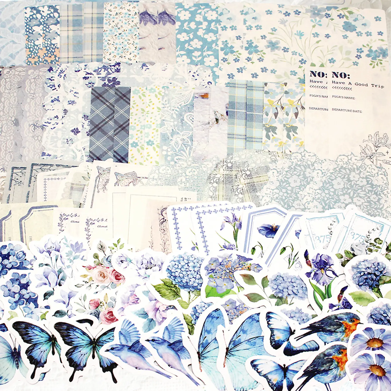 100PCS Vintage Floral Durable Adhesive Craft Paper Stickers Memo Set (1.2in-2.3in) - DIY Scrapbooking Supplies for Scrapbook Page, Bullet Journaling, Retro Planner Collage