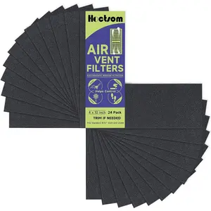 24-Pack Air Vent Filter 4 x 10 Inch Activated Charcoal, Air Vent Floor Heater Carbon Pre-Filter Sheet 4x10 Inch Work for Home Air Purifier, Register, Ceiling 4" x 10" (Black) Hoctsom