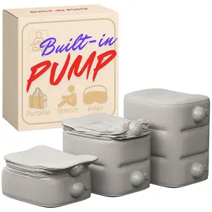 Aestoria Inflatable Foot Rest with Integrated Pump for Airplane or Toddler Bed (Grey)