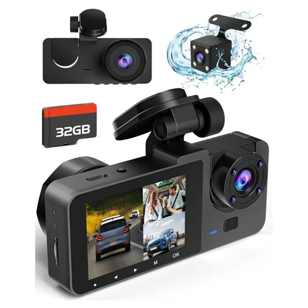 Dash Camera for Cars, 4K Full UHD Dash Cam Front and Rear Inside,CarCamera with Free 32GB SD Card,Built-in Super Night Vision, LoopRecording, WDR,G-Se