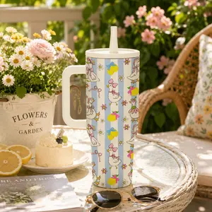1pc 40oz Tumbler with Lid and Straw, Goose Duck Print Stainless Steel Insulated Travel Coffee Cup, Reusable Water Bottle for Home Office Car, Hot Cold Drink Cup, Insulated Drinkware, Birthday Holiday Gift for Women Friends Family, Daily Use
