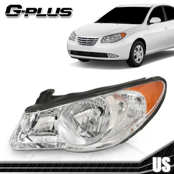 G-PLUS New Driver Side Headlight with Bulb for Hyundai Elantra 07-10, Car Lighting Component for Car Exterior Upgrade