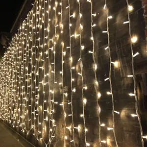 300 LED Curtain String Light, 8 Lighting Modes Fairy Twinkle String Lights Wedding Valentines Day Happy New Year Party Home Garden Bedroom Outdoor Indoor Wall Decorations, Warm White
