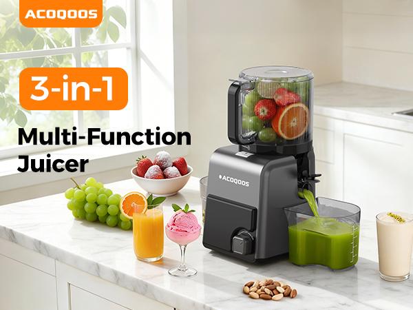 ACOQOOS Masticating Juicer, 6.5-inch Extra-Large Feed Chute Cold