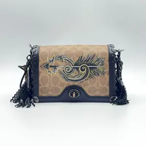 Pre-owned coach Coated Canvas/Leather Crossbody Bags TATTOO DINKY 19 WHIPSTITCH CHELSEA SIGNATURE/LEATHER XBODY BAG