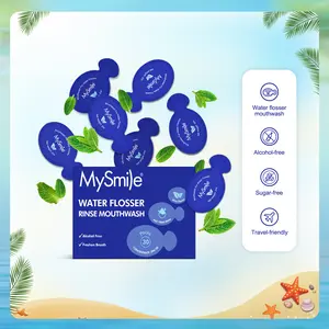 MySmile Concentrated Water Flosser Mouthwash, Portable Travel Packets Teeth Cleaner, Alcohol & Fluoride-Free Oral Care Cleaner, Oral Brightening Antistain (30 Uses, 0.06 fl oz Mint Storage)