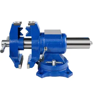 VEVOR 5 Heavy Duty Bench Vise, Double Swivel Rotating Vise Head/Body Rotates 360, Pipe Vise Bench Vices 30Kn Clamping Force, for Clamping Fixing Equipment Home or Industrial Use