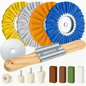 13PCS 8 Inch Polishing Kit – Airway Buffing Wheels and Compounds Set for Rim Restoration Compatible Wheel Polisher for Finishing and Surface Refining