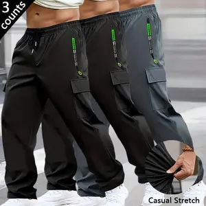 Men's 3-Pack Stretch Cargo Pants | Y2K Streetwear Quick Dry Casual Bottoms