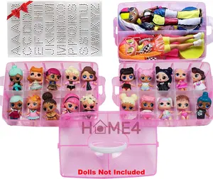Storage Organizer Carrying Case Box 30 Adjustable Compartments Compatible with Small Dolls LOL Toys Bead Beyblade Hot Wheels Tool Craft Sewing Jewelry Hair Accessories