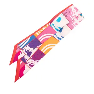 Pre-owned HERMÈS Silk Small Leather Goods Hermes Twilly EN DESORDRE Scarf