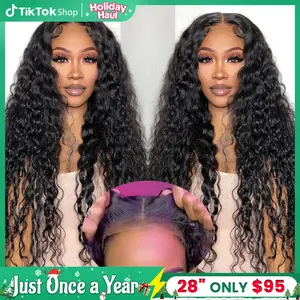 Glueless Wig With Drawstring In Back Bling Hair Deep Wave Wig HD Transparent Pre Cut 13x6 13x4 Lace Front Human Hair Wigs for Women Pre Plucked With Baby Hair 180% Density TikTokShopHolidayHaul