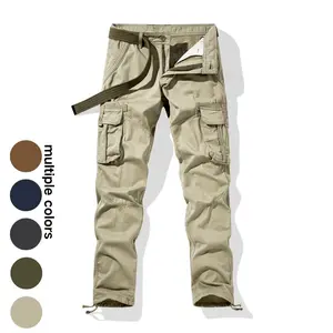 Workwear pants for spring and autumn, men's fashion trend pants, men's multi-pocket casual long pants