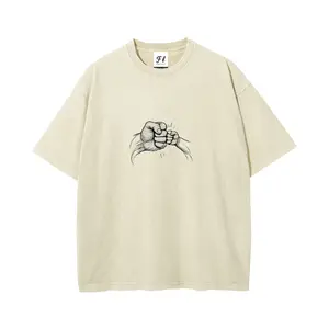 Father And Son Fist Bump Washable Direct-to-Garment Tee - 260g Heavyweight Cotton Vintage Streetwear Father's Day Gift Shirt