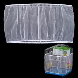 Bird Cage Seed Catcher Skirt Mesh Net Cover Parakeet Cage Skirt Birdcage Seed Catcher for Round Square Cages (White, XL)