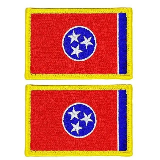 Tennessee State Flag TN Morale Patch [Hook Fastener-3.0 X 2.0 inch - TN8] 2 Piece for Jackets, Vests, Jeans, Hats, Backpacks, and Tactical Gears.