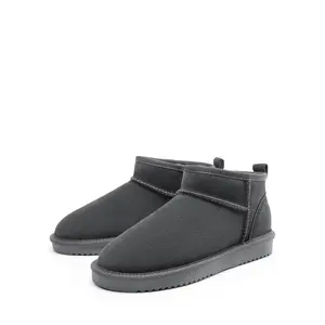 DREAM PAIRS Ankle Winter Boots for Women Genuine Suede Faux Fur Lining Water Resistant Warm Snow Boots Slip On Memory Foam Comfort Booties