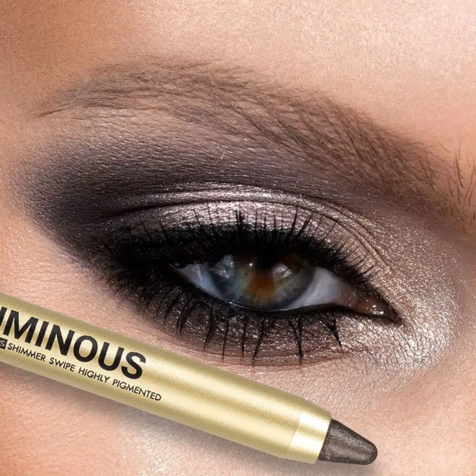 2-in-1 Eye Brightener Stick & Sponge Makeup Brush,Shimmer & Matte Brown Metallic Eyeshadow Pencil Crayon,Halloween & Party Makeup Gift,Glitter Eyeshadow Stick