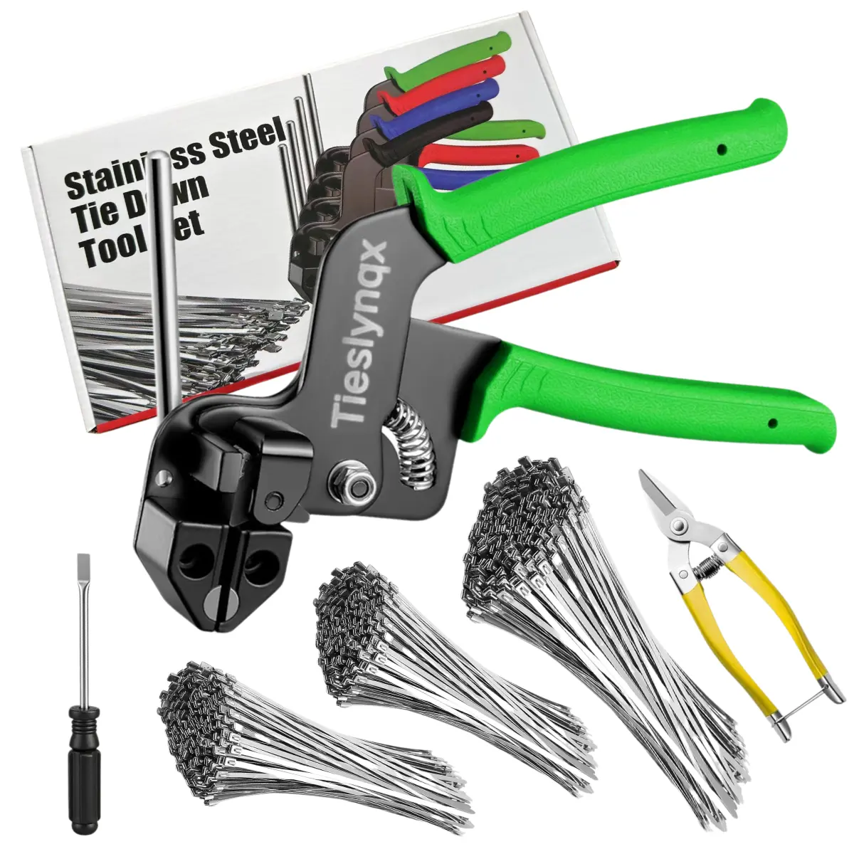 Cable Tie Gun Kit, Specialized Tool For Tightening And Cutting Stainless Steel Cable Ties, Comes With 140 Pieces Of Uv-Resistant Heavy-Duty Metal zip Ties And Industrial Scissors