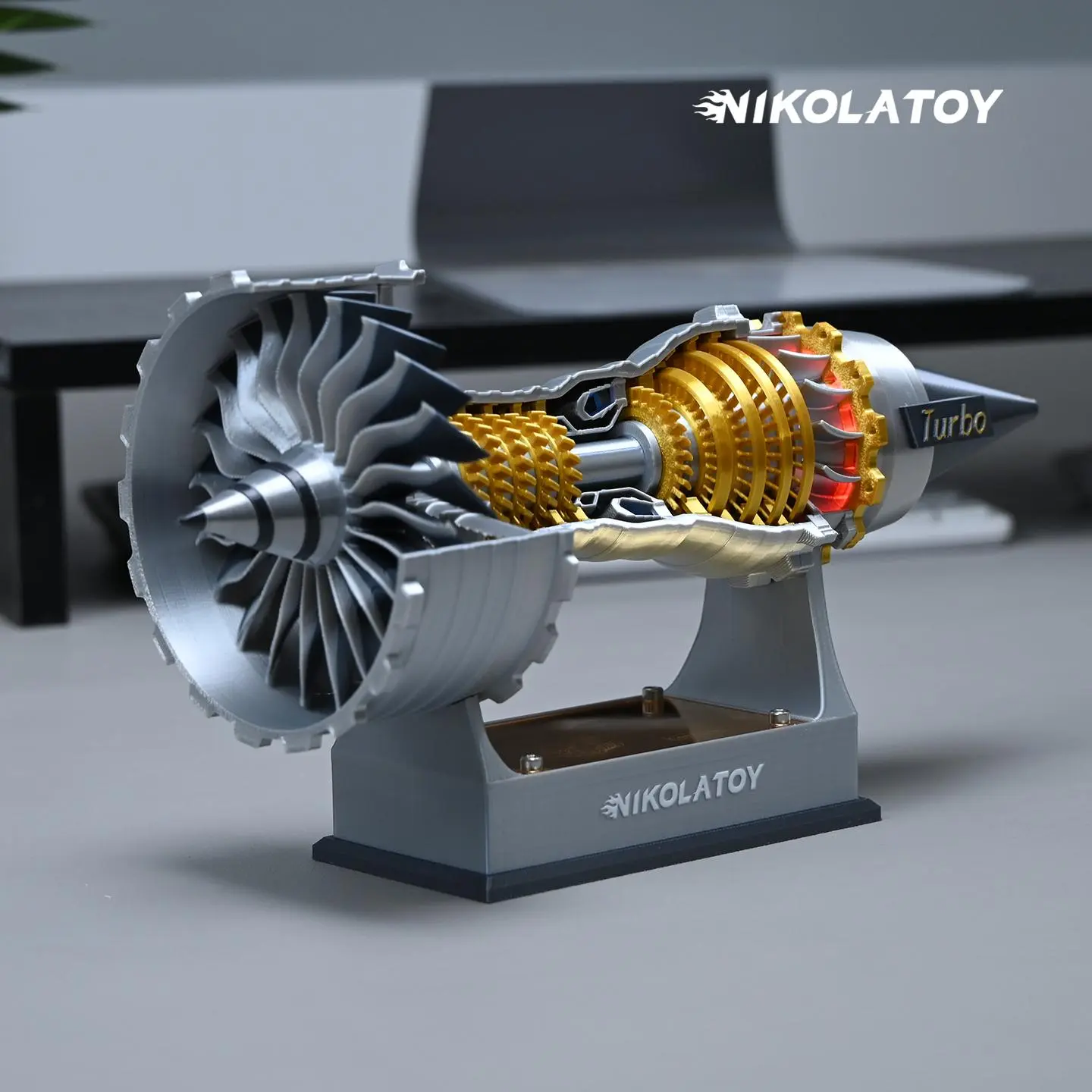 Nikolatoy Exquisite 3D Printed Aviation Turbofan Engine Desktop Model Kit, 10.5in Engineering Figurine for Age 12+ (Toys & Hobbies Classic & Novelty Toy)