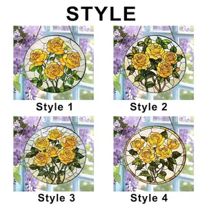 Yellow Rose Stained Glass Suncatcher: Flowers Window Hanging, Colorful Floral Glass Art, Gift for Mom