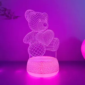 Modern Creative Bear LED Acrylic Night Light, USB Powered Table Lamp, Indoor Decor Atmosphere Light, Ideal Gift for Valentine's Day, Led Home Decor