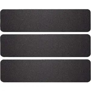 3 Pack Large 6 Inch x 24 Inch Non Slip Stair Treads Black High Traction Adhesive Pre-Cut Safety Tape Tread Prevents Slips and Falls Outdoor