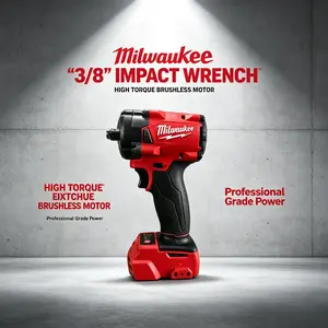 Milwaukee 18V 3/8" Impact Wrench, 300N·m Max Torque. Ideal for Auto Repairs, Tire Changes & Heavy-Duty Fastening Jobs.