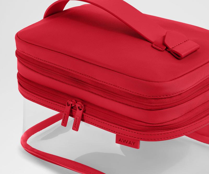 Clear Cosmetic Case in Cherry Red