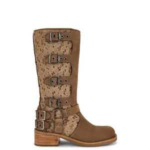 Steve Madden Rocky Floral Boots in Tan Nubuck
