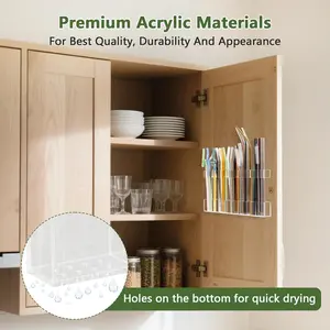 1 PCS 9.48 Inch Straw Holder Straw Organizer Reusable Straw Holder Storage for Drinking Straws Cabinet Door Mounted 5 Parts (Transparent)