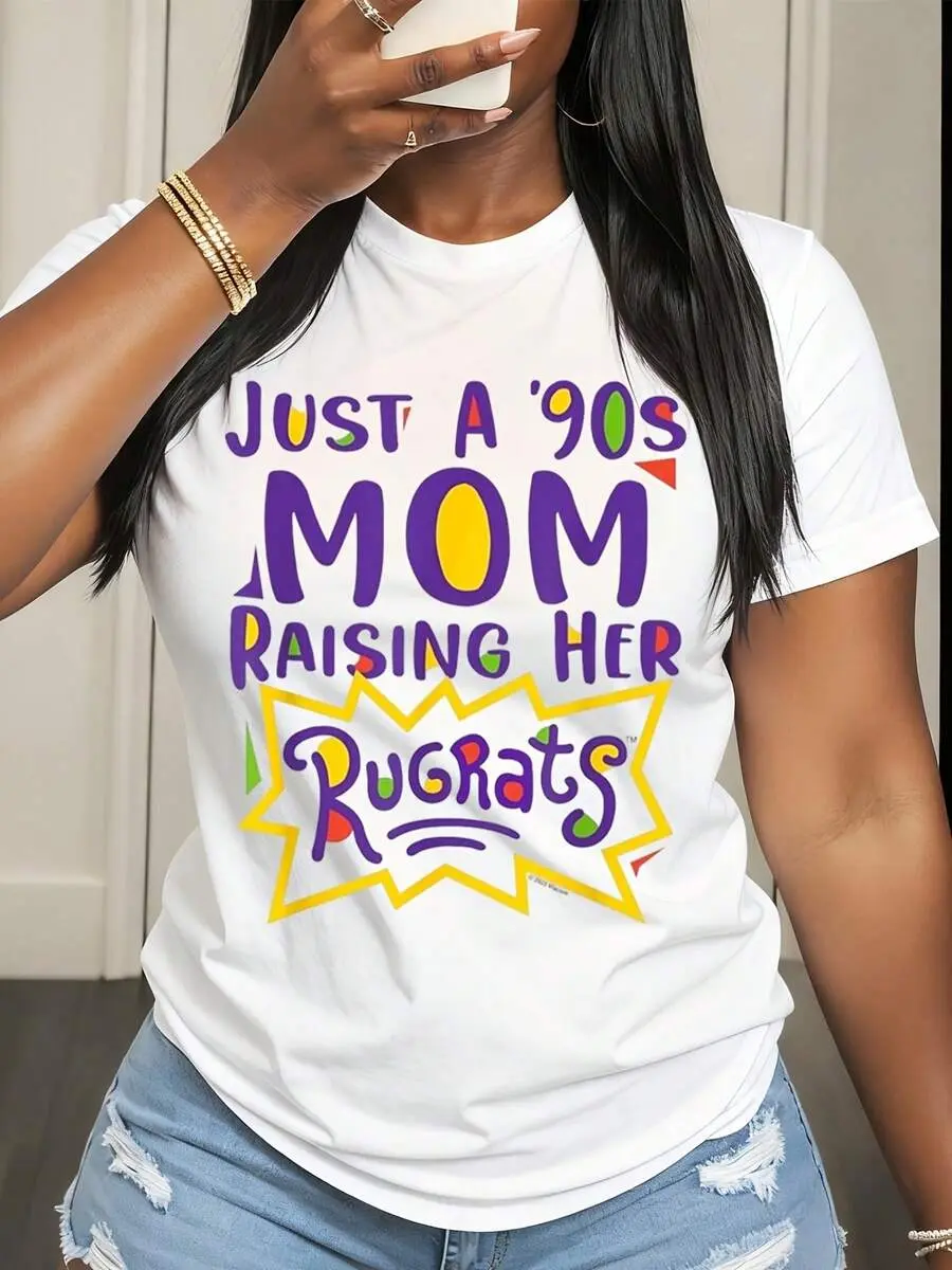 Just A 90s Mom Raising Her Rugrats T Shirt For Women Vintage Nostalgic Parenting Gift 90s Themed Funny Shirt For Moms With Kids From The 90s Era Perfect For Birthday Or Mother Day Celebration