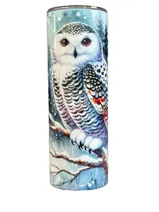 Snowy Owl - 20oz oz 20 oz. 20oz. - Skinny Straight Sublimation Tumbler - Amy's Tumbler Junkies - Your Favorite Tumbler Shop!