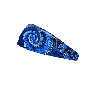 RAVEbandz The Pro - Wide Stretch Headband (Blue Tie Dye)