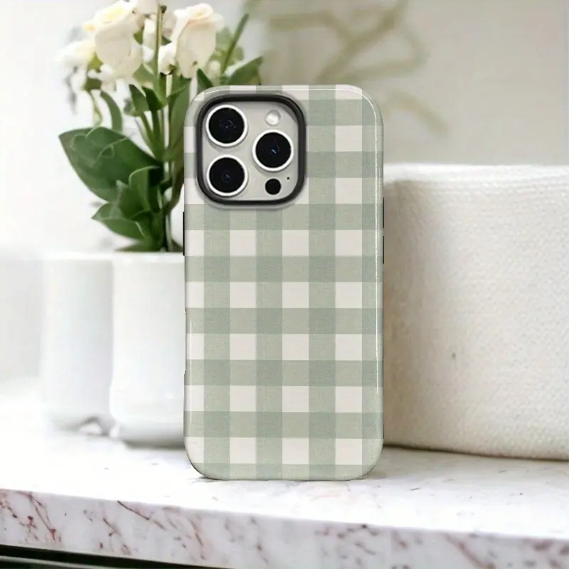 Autumn Stripe Plaid 2-in-1 Phone Case, Protective Cover for iPhone 11 12 13 14 15 16 Pro Max Pro Plus, Samsung Galaxy S25 S24 S23 Ultra Personalized Local