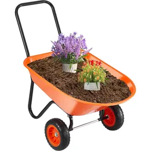 VEVOR Wheelbarrow Cart, 5 Cu. Ft. Load 265 lbs Capacity, One Wheel Garden Dump Cart, Garden Wagon with Metal Handle 16 Wide Track Wheels, Easy Loading Utility Yard Cart Wagons for Lawn FarmVEVOR Super Brand Day
