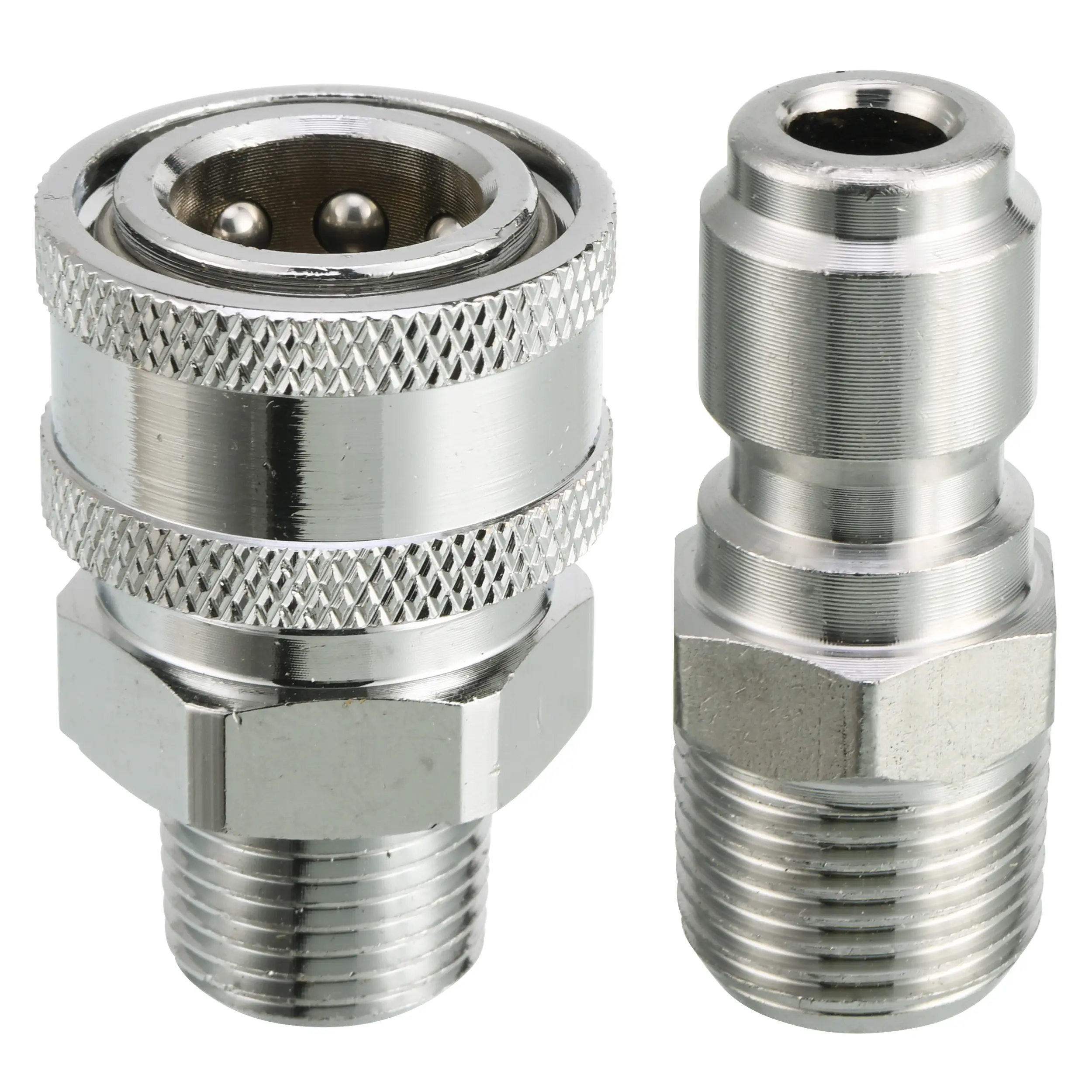RIDGE WASHER Metal Brass Pressure Washer Adapter Set - 3/8” Quick Connect Plug to Male NPT Thread Fitting, 2 Couplers, Ball Valves, Up to 5000 PSI Garden Hose Connectors for Pressure Washing, Surface Cleaners