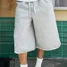 Men's Casual 7-Inch Shorts, Loose, Pockets, Spring/Summer, Sporty Style, Knit Fabric Suitable For Campus, Skateboarding, Outfit
