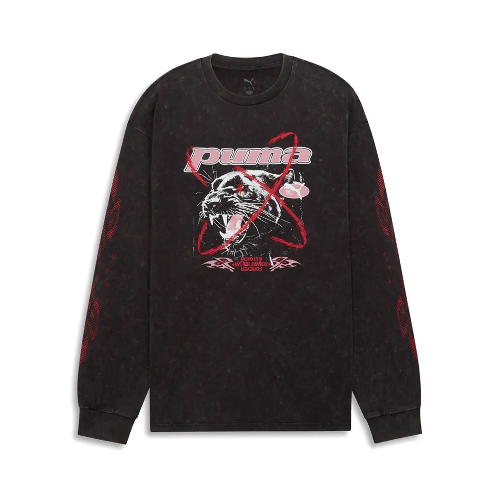 PUMA Womens Pumatech-X Crew Neck Long Sleeve  Casual Tops Casual - Black