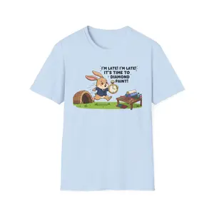 Late Rabbit Runner T-Shirt | Diamond Painting Bunny, Funny Crafting Design