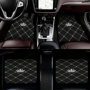 Four-piece car interior mat set, easy to clean, includes a complimentary owner's gift option, suitable for business travel or commuting, adorned with a crown design to enhance interior decoration and style