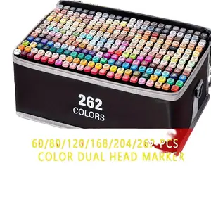 60/80/120/168/204/262pcs, Professional Art Design Markers, Dual Tip Drawing Pens, Art Marker Set, 60-262 Colors, Perfect for Anime & Illustrations, Ideal Gift for Artists & Beginners
