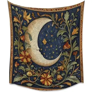 Heltrappe Vintage Boho The Moon Tapestry Aesthetic Bohemian FloralsTrippy Vertical Tapestry for Bedroom Aesthetic Wall Hanging Room Tapestry Decor40x60inch