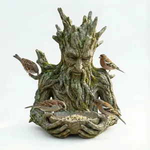 [Bird Feeder Sculpture] The Quiet Offering A Tree-Integrated Bird Feeding Sculpture Tree Faces Decor Outdoor Millennial Ancient Tree Bird Feeder with Hidden Keyhole Hanger Whimsical Art Decoration Garden Accessory