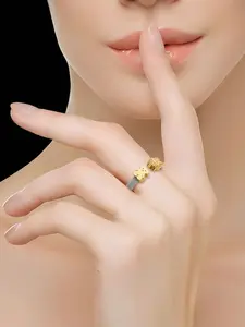 18K Gold Plated Bear Mesh Band Ring | Cute Animal Jewelry for Valentine's Day/Mother's Day/Carnival | Daily/Party/Gift Fashion Accessory