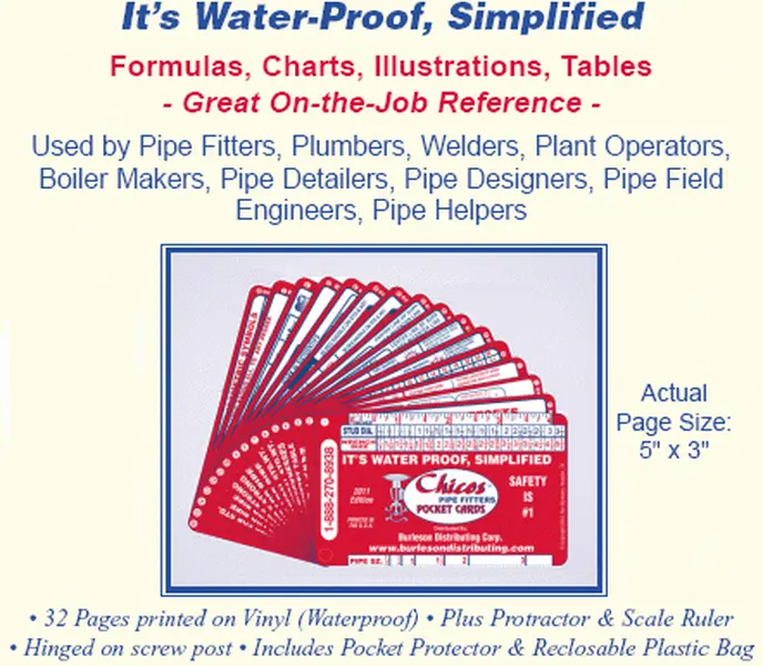 Chico's Pipefitter Pocket Cards Protractor Safety