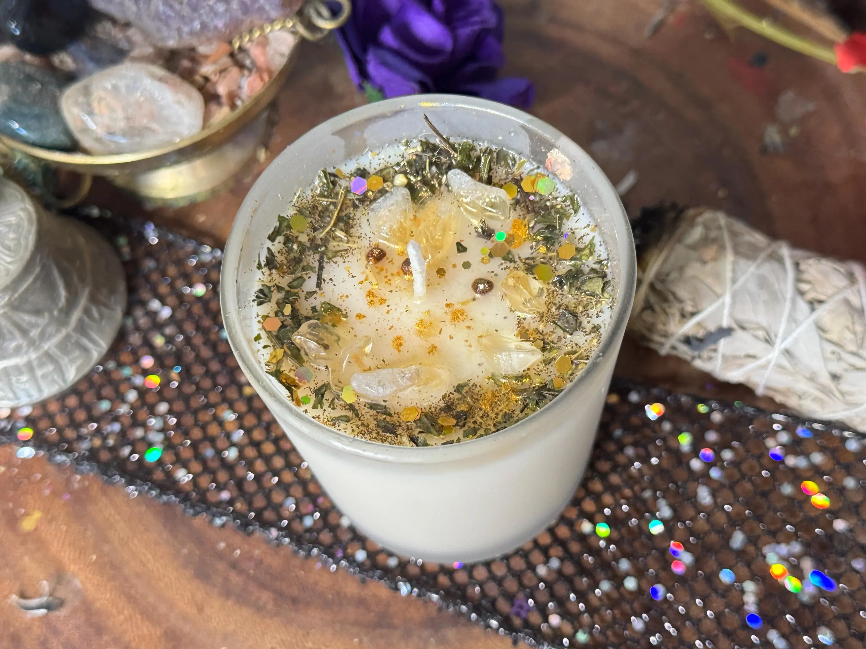 Abundance Candle - Attract Prosperity Wealth Miney - Charged Hoodoo Spell Candle -  Witchcraft Wicca - Spiritual Candle Ritual