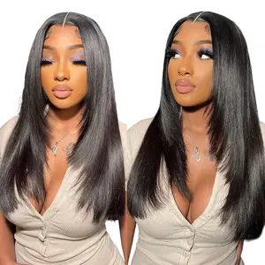 4x4 Wear and Go Glueless Wigs Human Hair Pre-Plucked Cut Lace Closure Bob Wig Straight Human Hair Bob Wigs for Black Women Lace Front Wigs Natural Look Easy Styling
