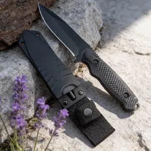 Survival Fixed Blade Knife – Full Tang, 3.54" 50-Degree Steel Blade, Textured Diamond Grip Handle, 7.88" Overall Length, with Secure Nylon Sheath for Hunting & Outdoor Use